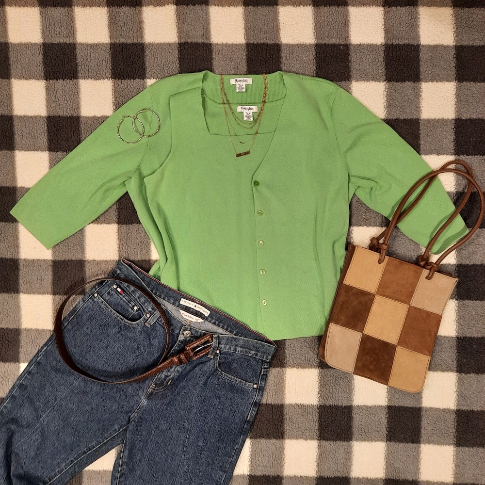 Green Women's Cardigan Sweater